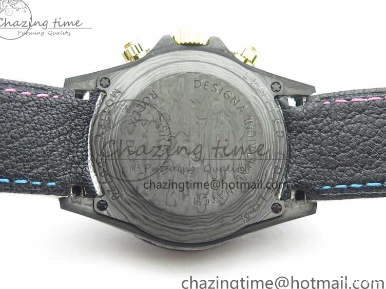 0413 ComfortFit Daytona DIW Carbon OMF Best Edition Blue Pink White Dial on White Nylon Strap A 2833